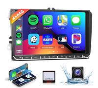 4G y 64G 9" Radio de Coche Bluetooth para VW Golf 5 6 Polo Passat Skoda Touran Seat Inalámbrico Carplay Android Auto, WiFi GPS Navi HiFi RDS/FM Radio 2 DIN con cámara de Marcha atrás AHD/DVR/Canbus