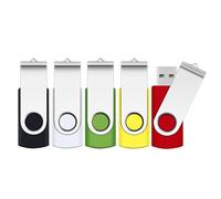 4GB Memory Stick 5 Pack,SRVR Flash Drive USB 2.0 Swivel Thumb Drives Data Storage Jump Drive Zip Drive Memory Sticks External Devices with Led Indicator(Mixed Color with Lanyard)
