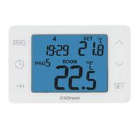 4GREEN CC 15B - Termostato Digital con Pilas para Caldera y Calefacción, Programable Semanal de Pared, Pantalla Táctil, Blanco