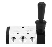 4H310 10 Pneumatic Hand Pull Valve - PT 3/8 Port Size - 2 Position 5 Way Manual Control Mechanical Valve - Aluminum Alloy Construction - Black Lever Actuator for Industrial Air