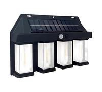 4Head - Faroles solares de pared impermeables con sensor de movimiento para jardín y patio, rango de detección de 3 m, diseño compacto de 9,3 x 6 x 4,6 cm, perfecto para valla y patio