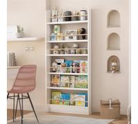4in Thickness Floor Bookshelf Wide 20/24/28/31/35/39/47inch Corner Bookshelves Wall Mounted Bookcases For Small Spaces，Book Display 3-6 Storey，Equipped With Reinforced Anti Fall Accessories(28in)
