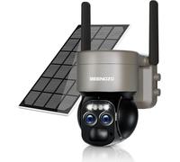 4K - Cámara de vigilancia Wi-Fi al aire libre con doble objetivo, 8MP zoom híbrido 8X, 360° PTZ cámara interior, con panel solar,seguimiento automático,detección humana,visión nocturna