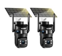 4K - Cámara de vigilancia WiFi exterior de triple objetivo, 2.4/5G WIFI,360° PTZ cámara solar, 12MP detección humana, con batería, seguimiento automático, visión nocturna color, audio bidireccional, 2