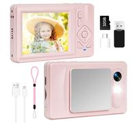 4K Cámara Digital - 48MP UHD Cámara con Pantalla LCD de 2,83 Pulgadas y 18X Zoom Digital Anti-Shake Vlogging Fotografía Cámara con Tarjeta SD de 32gb para Niños Estudiantes Principiantes (Rosa)