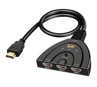 4K HDMI Splitter, 3 Puertos Interruptor Puerto Hdmi Múltiples 3 Entradas a 1 Salida, Transmisión estable, Full HD 4K, Hub HDMI Multi-Pantalla PC, Conmutador Manual con Cable de Alta Velocidad
