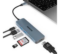 4K HDMI USB C Hub Adaptador, 6 en 1 Tipo C Adaptador con 100W PD, 2 USB 3.0 5 Gbps, Lector de Tarjetas SD/TF, Aluminio, Compatible con MacBook Pro/Air, Surface Pro