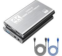 4K HDMI Video Capture Card, USB3.0 1080P 60FPS Video Recorder, Nintendo Switch Capture Card para Streaming Gaming y Broadcasting, Funciona con Xbox Series X/S, Xbox One X/S, PS4, OBS, cámara, (Grey)