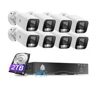 4K Kit Cámaras de Vigilancia PoE, 8X 8MP Cámaras IP de Vigilancia Exterior, 8CH NVR con 2TB HDD para Grabación 24/7, Detección de Persona/Vehículo, Visión Nocturna en Color, Audio Bidireccional
