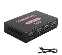 4K UHD HDMI Splitter 1 Entrada 4 Salidas Divisor Multi-Cador Puertos HDMI Extender Pantalla para TV Monitor Proyector PS3 PS4 PS5 Xbox PC Laptop Adaptador Ladron HDMI Sin Extensión