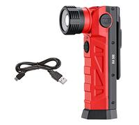 4K5 Torch RA 500 LED Lámpara de trabajo con 500 lúmenes, 4 niveles de luz, cabezal de luz giratorio de 90°, montaje magnético, protección contra agua de chorro IP 65, función de carga USB-C