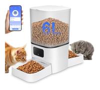 4L Comedero automático para Gatos, comedero automático Inteligente con WiFi, Control Mediante aplicación, Doble Fuente de alimentación,comedero para Gatos y Perros (6 litros, Dos recipientes)