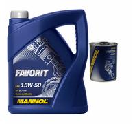 4L MANNOL aceite motor Favorit 15W-50 Api Sl / Cf / CF-4 Lavado de Motor Flusch
