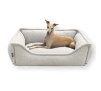 4L Textil Cama para perros de Bouclé Leo Premium-LINE ortopédica, mullida, para perros medianos con espuma viscoelástica (beige oscuro, 80 x 60 cm)