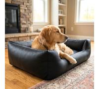4L Textil Mario Cama Perro Ortopédica Polipiel Memory Foam Viscoelástica Impermeable Resistente Fácil de Limpiar Perros Grandes Premium 140x110 Negro