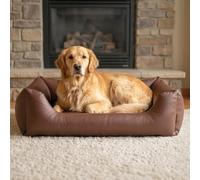 4L Textil Mario Cama Perro Ortopédica Polipiel Memory Foam Viscoelástica Impermeable Resistente Fácil de Limpiar Perros Grandes Premium 120x90 Marrón
