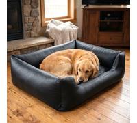 4L Textil Mario Cama Perro Ortopédica Polipiel Memory Foam Viscoelástica Impermeable Resistente Fácil de Limpiar Perros Grandes Premium 120x90 Negro