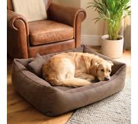 4L Textil TEO Cama para Perros Medianos Lavable y Desenfundable - Sofá para Perros en Tejido Resistente, Cojín Cómodo - 80x60 cm, Marrón