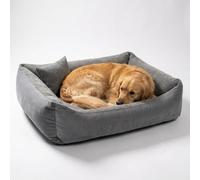 4L Textil TEO Cama para Perros Pequeños Lavable y Desenfundable - Cojín para Gatos y Perros Pequeños, Cama para Mascotas en Tejido Resistente - 60x40 cm, Gris Oscuro