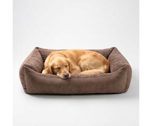 4L Textil TEO Cama XL para Perros Grandes Lavable y Desenfundable - Cesta para Perros XL en Tejido Resistente, Cojín Cómodo - 120x100 cm, Marrón