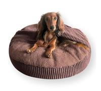 4L Textil Vigo Cama para perros con capucha, manta para perros con capucha, saco de dormir para perros de pana, cojín para perros medianos con manta (marrón oscuro, 70 x 70 x 12 cm)