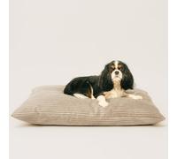 4L Textil ZOE Cojín para Perros, Mullido, de Pana para Perros, con Funda y Cremallera, cómodo cojín para Perros, Lavable (100x80 cm, Latte (Rayas))