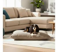 4L Textil ZOE Cojín para Perros, Mullido, de Pana para Perros, con Funda y Cremallera, cómodo cojín para Perros, Lavable (80x60 cm, Latte (Rayas))