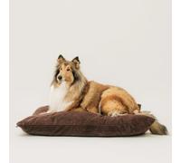 4L Textil ZOE Cojín para Perros, Mullido, de Pana para Perros, con Funda y Cremallera, cómodo cojín para Perros, Lavable (100x80 cm, Marrón(Rayas))