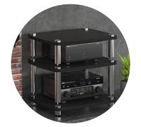 4Layer HIFI o Cabinet nd MDF - Estante para tocadiscos con patas ShockAng y estante amplificador de potencia, color negro, 60 x 48 x 57 cm, resistente o Equint Sto Solut