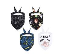 4lots - Babero para perros y gatos, diseño de triángulos de Halloween, pañuelo temático para perros y gatos, paquete de 4 bandanas para perros