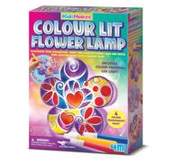 4M KidzMaker - Lámpara de flores de colores brillantes - Kit creativo para pintar con LED multicolor, colores transparentes, lámpara decorativa DIY para niños, regalo a partir de 5 años