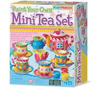 4M: KidzMaker - Pinta tu propio mini juego de té, kit de manualidades de pintura de porcelana, tetera, taza de leche, azucarero, personaliza tus diseños artísticos, niños mayores de 8 años