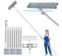 4m Limpiacristales Telescopico con Raclette Vitre & Paños de Microfibra | 2 en 1 Profesional Rasqueta Kit Limpia Cristales Duschabzieher Giro de 180°para Ventanas Altas Interiores/Exteriores, Coche
