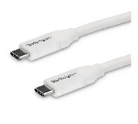 StarTech Cable de Carga USB-C a USB-C de 4m, 100W PD, Blanco (USB2C5C4MW) | Hasta 5A para carga rapida y alimentacion de portatil, Certificacion USB-IF