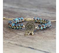 4mm azul loco encaje ágatas atrapasueños encanto pulseras trenzado envoltura pulsera hombres mujeres yoga esperanza joyería hecha a mano
