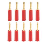 4mm Banana Plug con Chapas Doradas sin Soldadura, Conector para Cable de Altavoz, Diseño de Tornillo Cerrado, Compatible con Receptores Audio/Video, Amplificadores y Sistemas de (Roja)