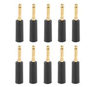 4mm Banana Plug con Chapas Doradas sin Soldadura, Conector para Cable de Altavoz, Diseño de Tornillo Cerrado, Compatible con Receptores Audio/Video, Amplificadores y Sistemas de (Negra)