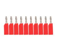 4mm Banana Plugs 10PCS | No Soldering Brass Connectors for Electrical Testing/Instruments/Industrial Equipment | 32A Highest Current, 30-60V, PE Insulation (Rojo)