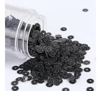 4mm Glitters Paillette Plana Suelta Redonda Costura Boda Artesanía Scrapbook DIY Accesorios 2000Pcs-negro