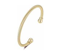 4mm Gold Twisted Torque Bangle Bracelet, 6-8 Inch, PVD Gold Plated - Bling King London