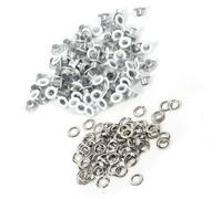 Akozon 4mm Metal Eyelets Ojetes Metalicos 4 mm 100 Piezas, Ojetes y Arandelas para Tarjeta de Piel Craft Decoración (Plata)