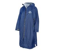 4Monster Bata cambiadora impermeable con capucha para deportes al aire libre, buceo, kitesurf, enfriamiento corporal, natación, paseo de perros, clima húmedo, media manga azul (M)
