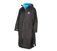 4Monster Bata cambiadora impermeable con capucha para deportes al aire libre, buceo, kitesurf, enfriamiento corporal, natación, paseo de perros, clima húmedo, media manga negra (M)