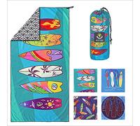 4Monster Toalla de playa con bolsa de transporte, toalla de playa a prueba de arena, toalla de playa de secado rápido de gran tamaño para adultos, senderismo, yoga, baño, vacaciones (80x160 cm)