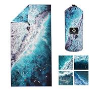 4Monster Toalla de playa de microfibra ultra ligera, toalla repelente a la arena, secado rápido, toalla deportiva absorbente para playa, piscina, deportes acuáticos, yoga, fitness (mar-D, 90 x 200 cm)