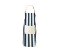 4P MARKETING - Delantal 100% Algodón Orgánico de Color Azul | Delantales de Cocina a Rayas | Mandil de Tela con Corte por Debajo de la Rodilla, Bolsillo Frontal y Cintas de Ajuste (Azul)