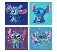 4Pack 5D Diamond Painting Kit Completo, Stitch Pintura De Diamante, DIY Cristal Pintura De Diamante Para Adultos, Dibujos Animados Bricolaje Diamond Painting Para Decoración De Pared Del Hogar 30x40cm