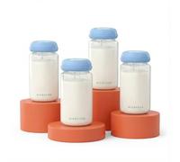 4Pack Biberones de Almacenamiento de Leche Materna 300ml para Enfriador Portátil Momcozy 650ml- Anti-Fugas Cuello Ancho para Compatibles con Spectra S1 S2 9 Plus SG Motif Luna (Azul)