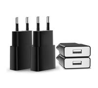 4Pack Cargador 5V/1A Mini USB de Pared Adaptador de Corriente Móvil para Enchufes de Viaje en el Hogar para iPhone 12/11/XS/XR, Pad, LG G5, Samsung Galaxy S8, Huawei (Negro)