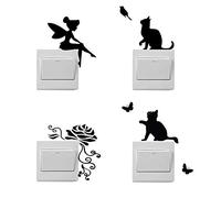 4pack de dibujos animados etiqueta engomada interruptor resistente al agua, PVC Switch Socket Decoraciones pegatinas de pared Art Wall Sticker.